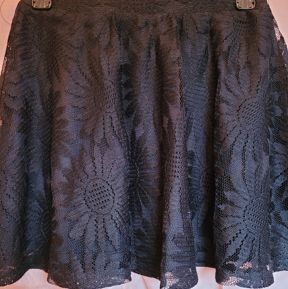 Black lace mini skirt